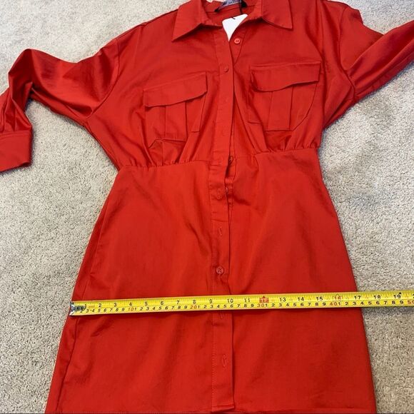 Zara red poplin shirt dress Sz M NWT - Picture 10 of 12